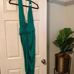 Sexy green dress with slit